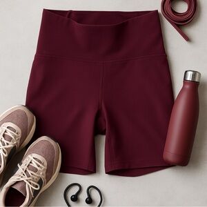 Lululemon Women's Burgundy High-Waisted Shorts